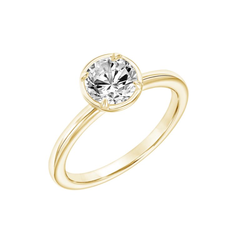 14K Yellow Gold Bezel Solitaire Engagement Ring Mounting