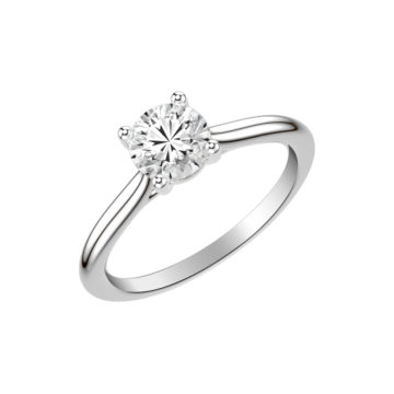 14K White Gold 4-Prong Swoop Solitaire Engagement Ring Mounting