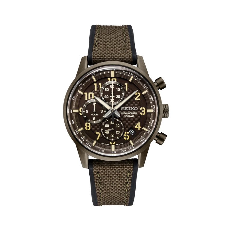 Brown/Stainless Steel Seiko Essentials Chronograph Watch