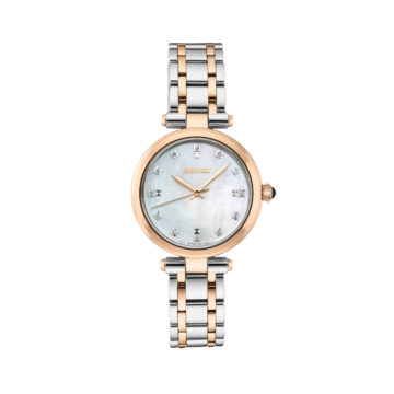 Seiko Stainless Steel and Rose Plated Diamond Watch