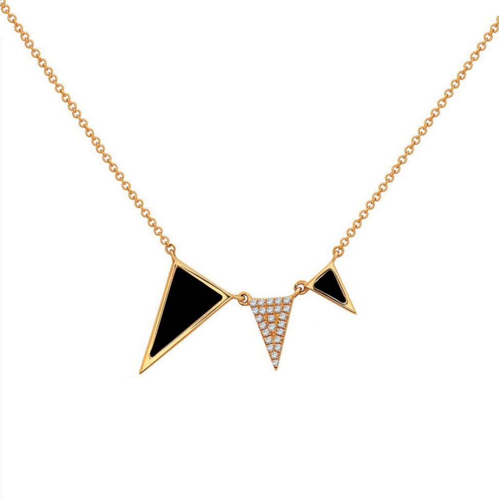 14k Yellow Gold Triangle Trio Necklace