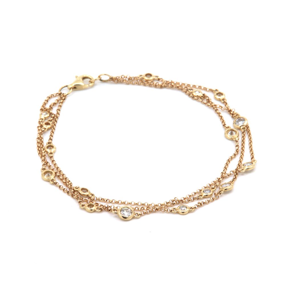 14K Yellow Gold Diamond Three-Strand Bracelet