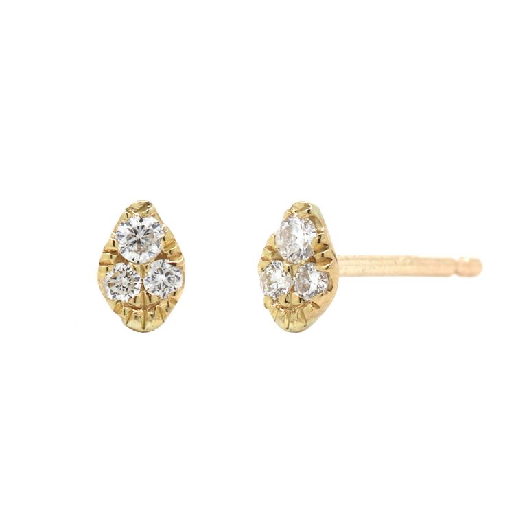 14K Yellow Gold Pave Diamond Earrings