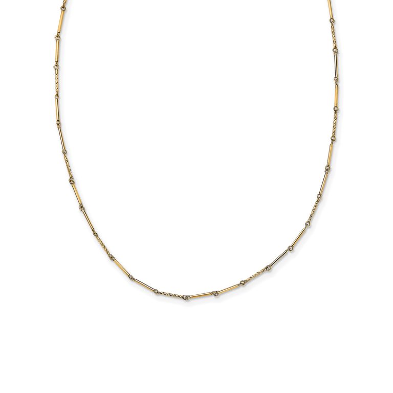 14K Yellow Gold Textured Bar Necklace
