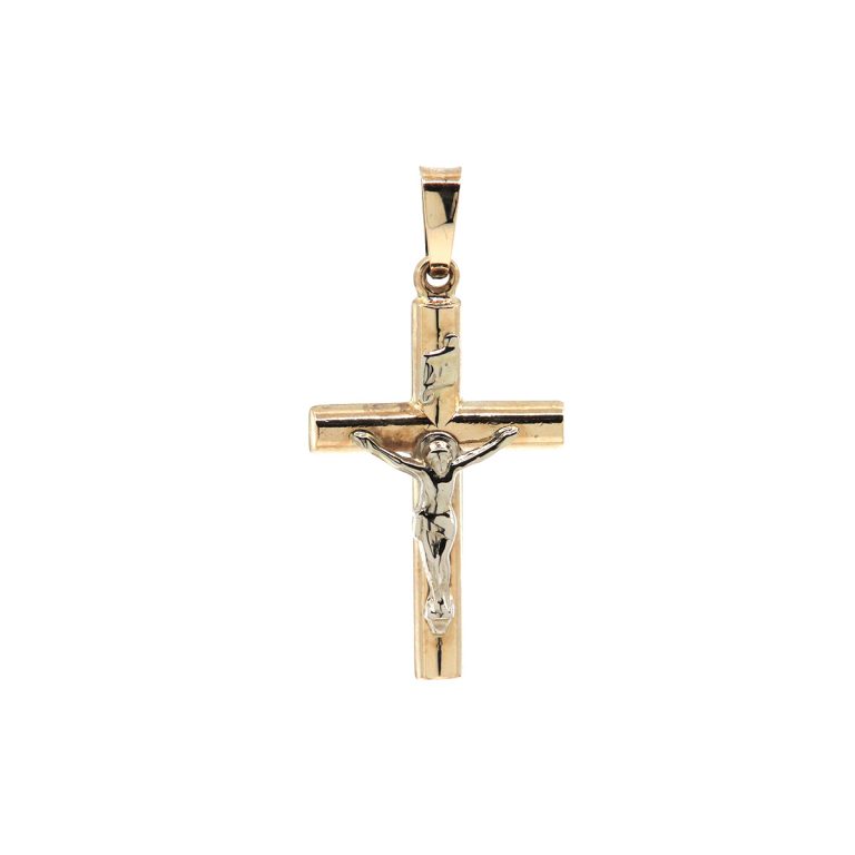 14K Two Tone Crucifix Pendant