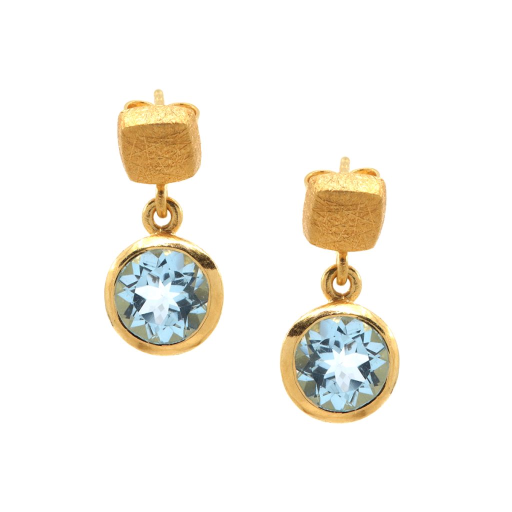 Sterling Silver and Gold Plated Blue Topaz Earrings