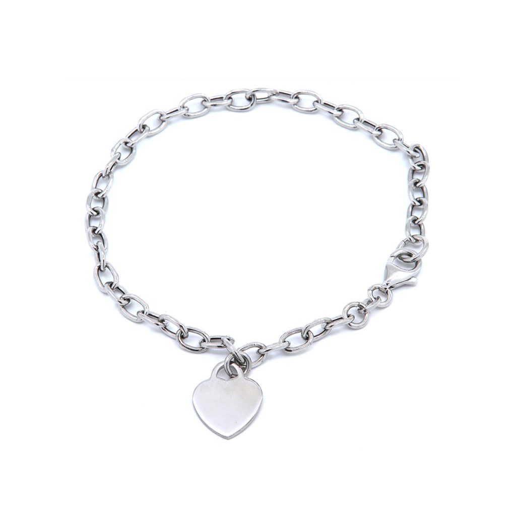 Sterling Silver Link Heart Bracelet