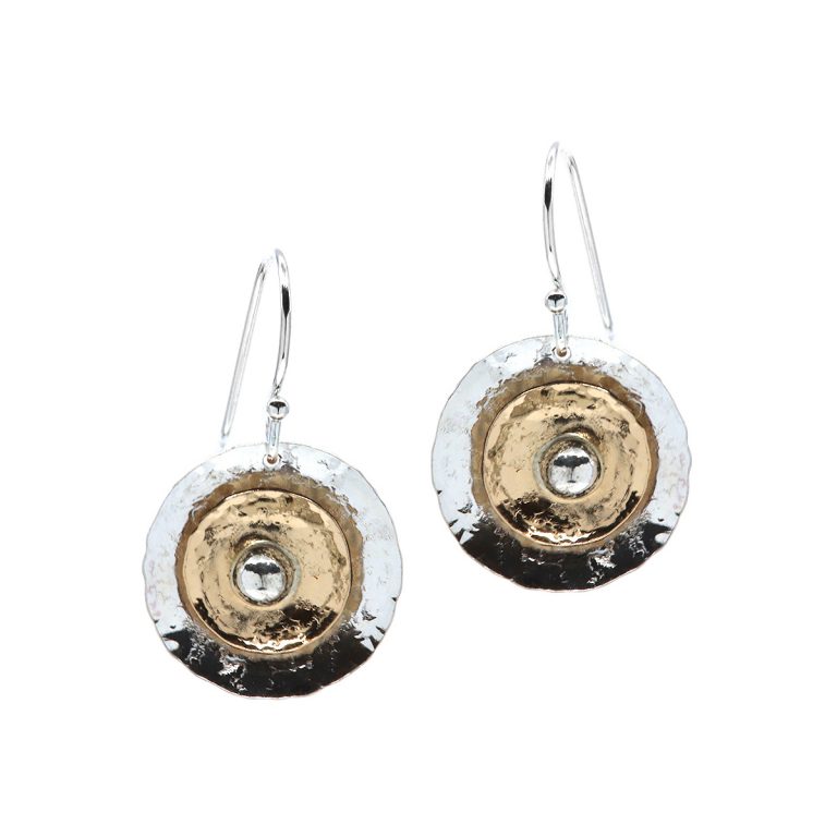 Sterling Silver and Yellow Gold Fill Disc Dangle Earrings