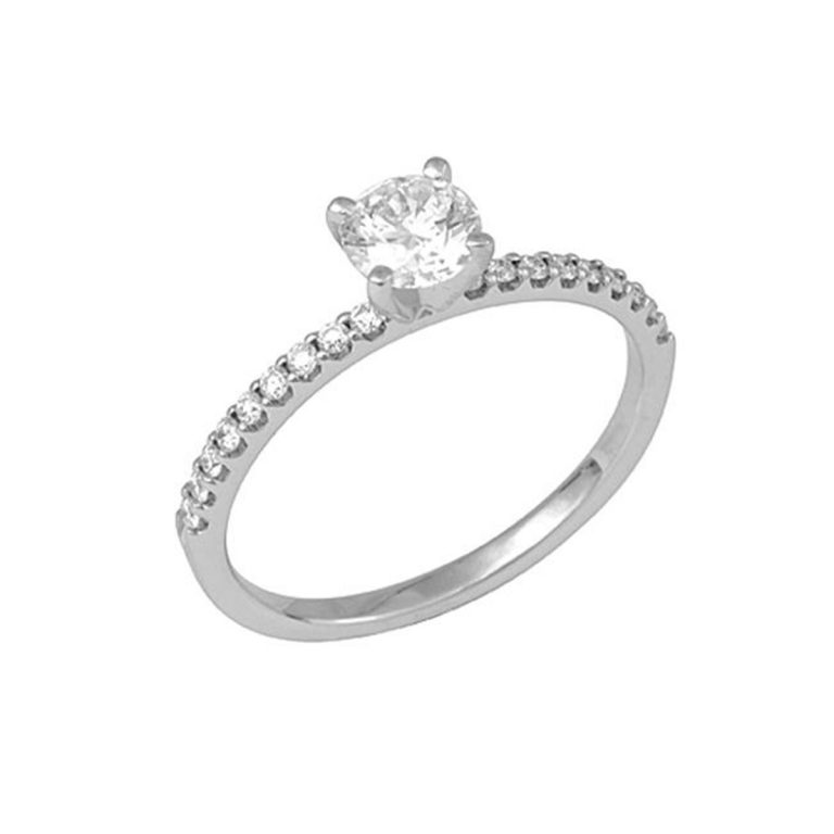 14K White Gold Classic Diamond Engagement Ring Semi-Mounting