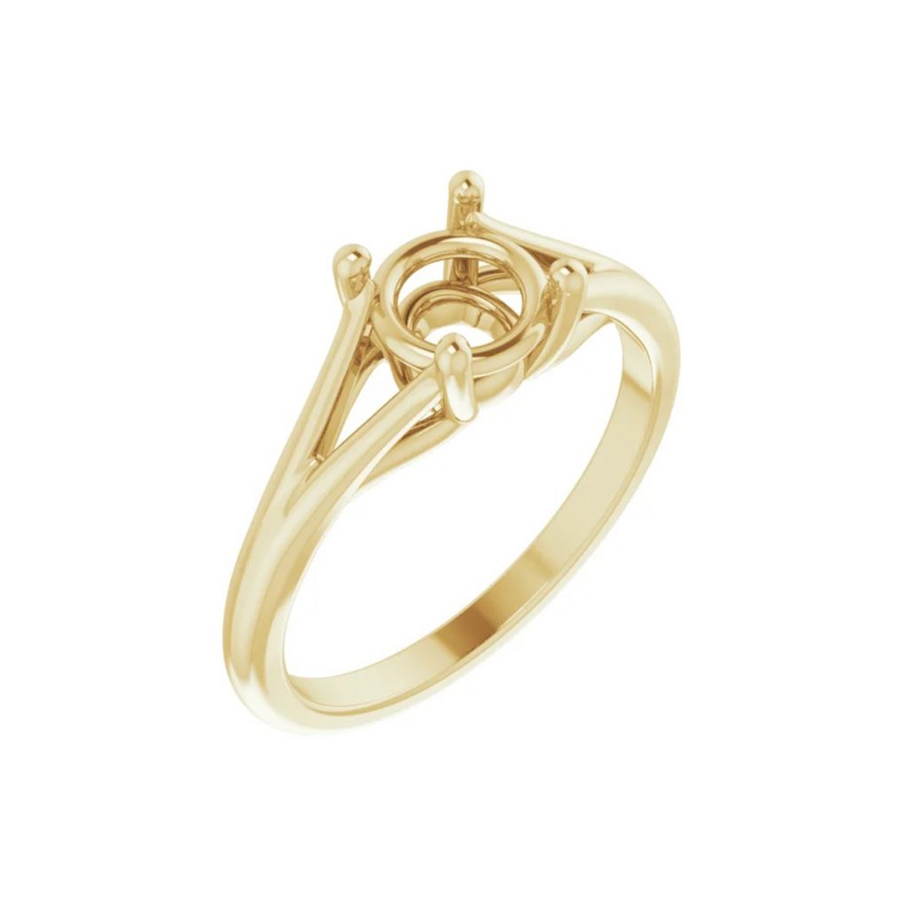14K Yellow Gold Split Shank Engagement Ring Mounting
