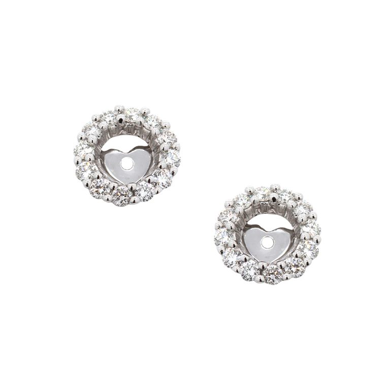 14K White Gold Open Circle Diamond Earring Jackets