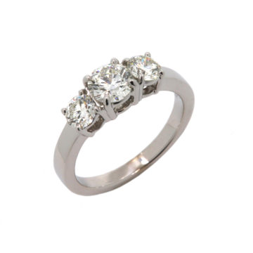14K White Gold Three-Diamond Engagement Ring