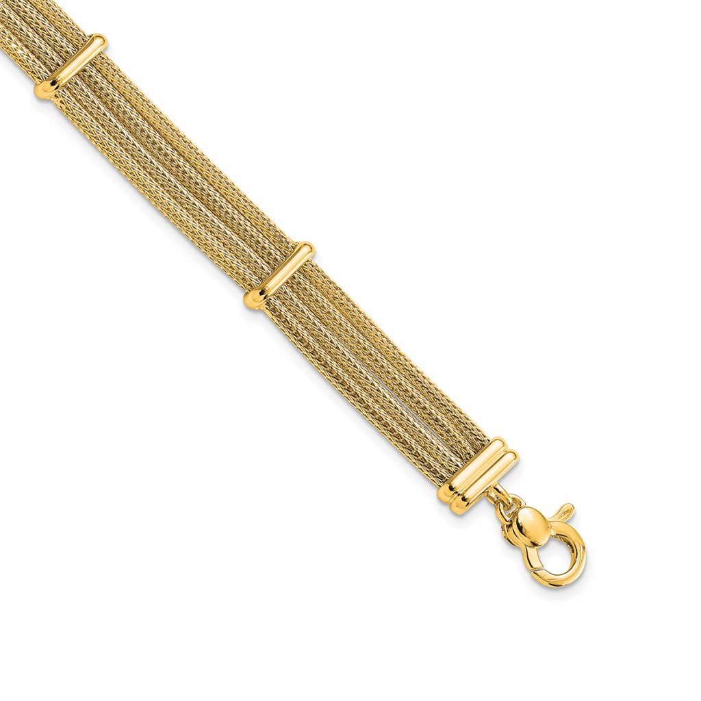 14K Yellow Gold Multi-Strand Bar Bracelet