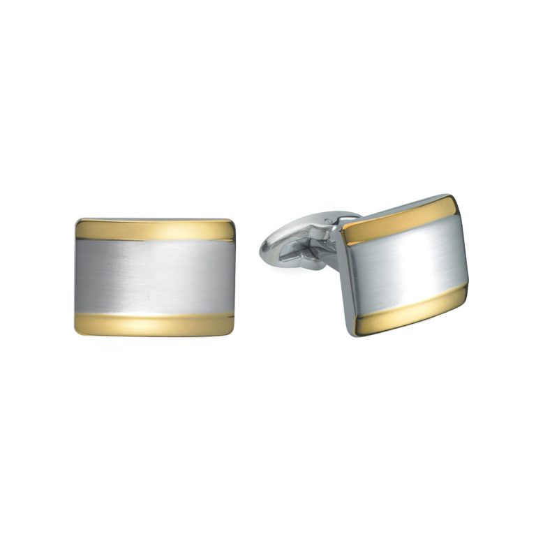 Stainless Steel and Yellow Gold Plated Cufflinks