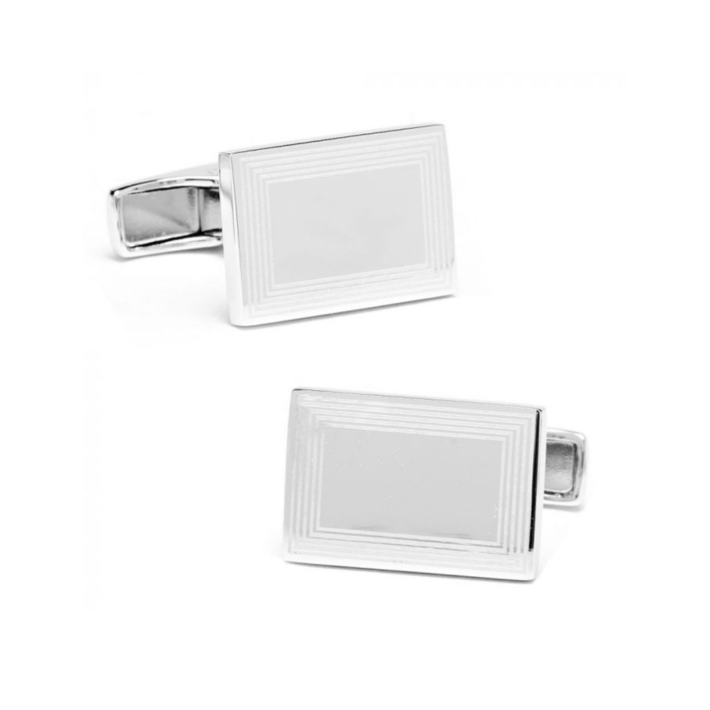 Sterling Silver Etched Frame Rectangle Cufflinks