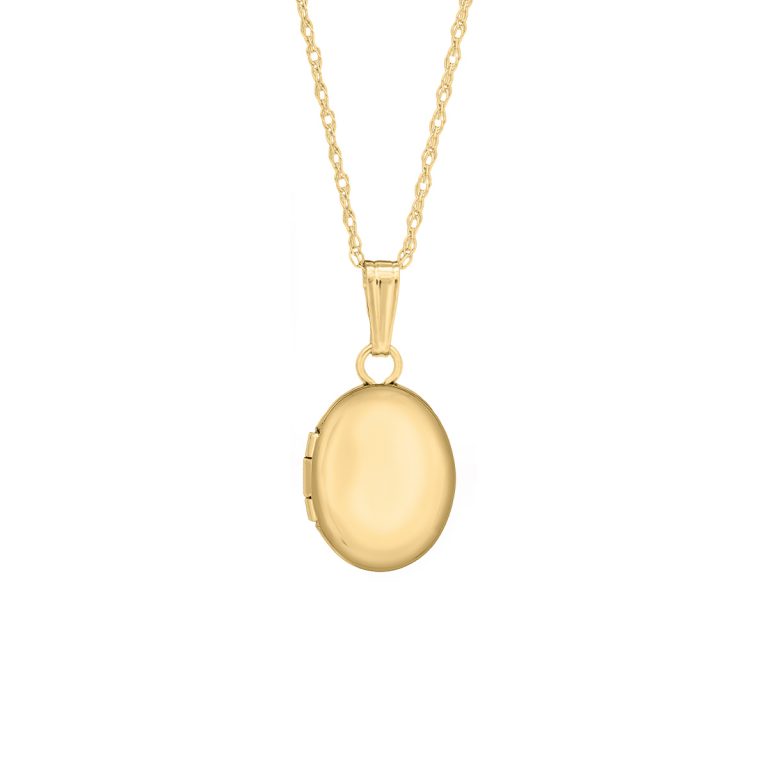 Children's 14K Yellow Gold Oval Locket Pendant with Chain