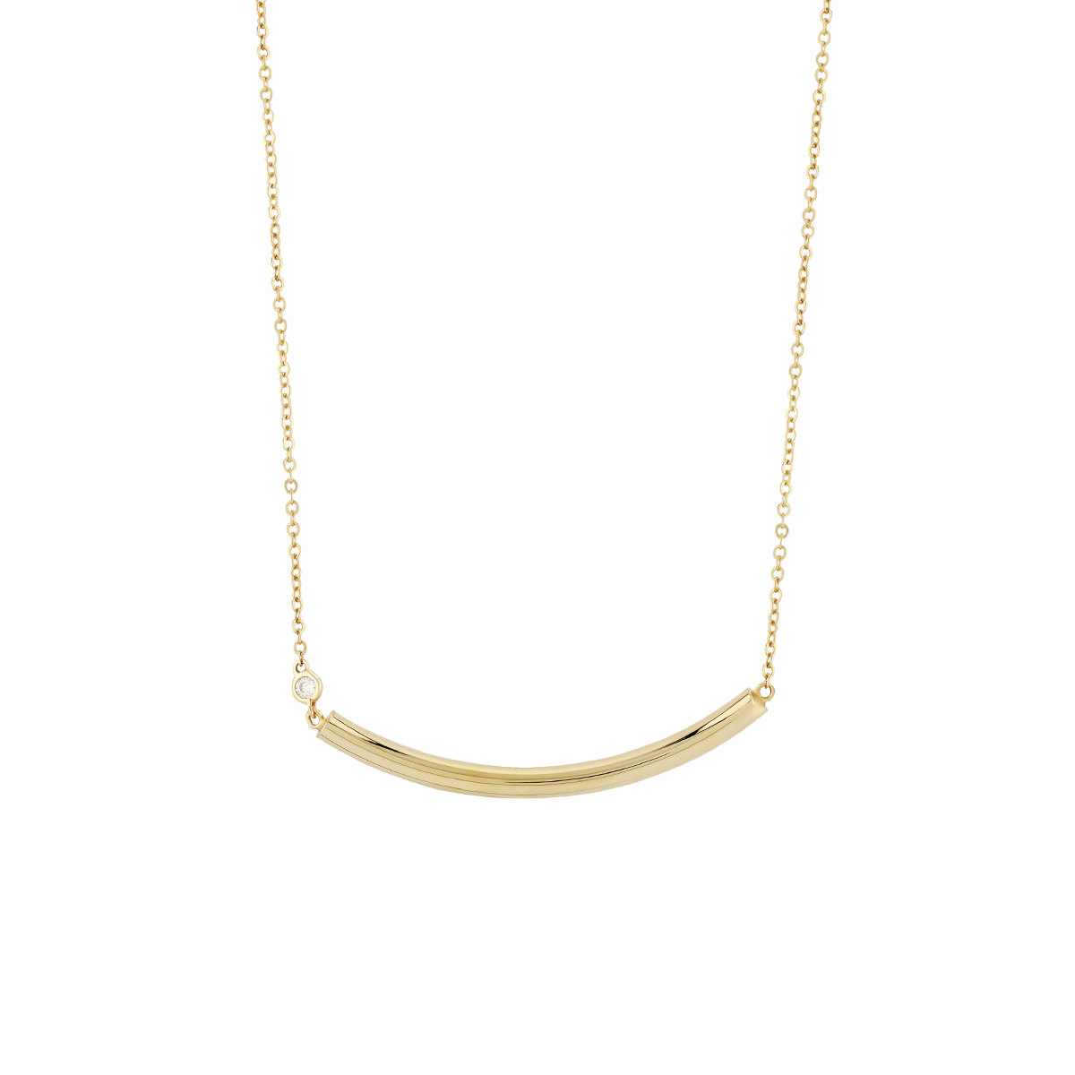14K Yellow Gold Curved Tube Bar 