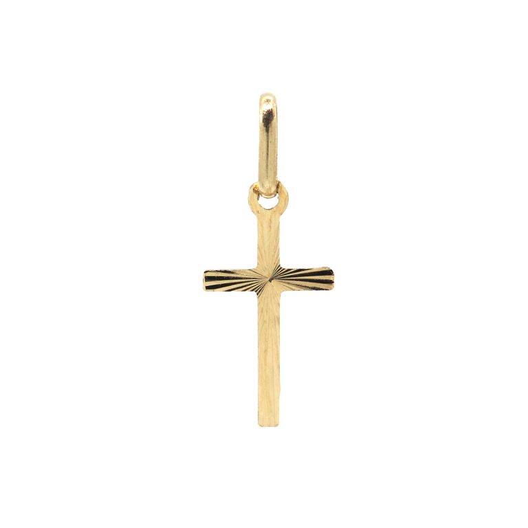 14K Yellow Gold Radiant Cross Pendant