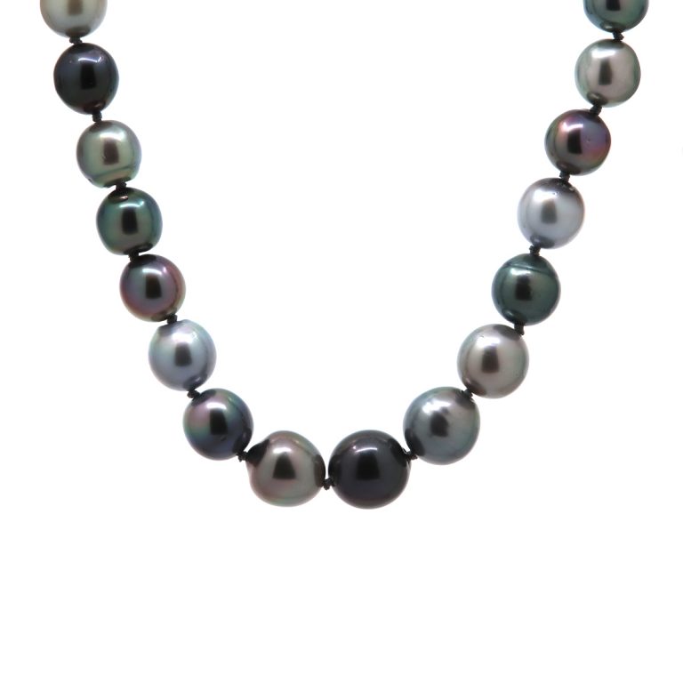 14K White Gold Multicolor Tahitian Pearl Necklace