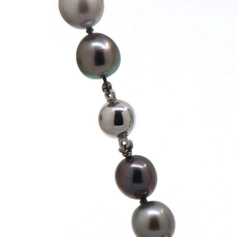 14K White Gold Multicolor Tahitian Pearl Necklace