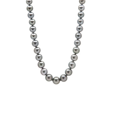 14K White Gold Black Tahitian Pearl Necklace