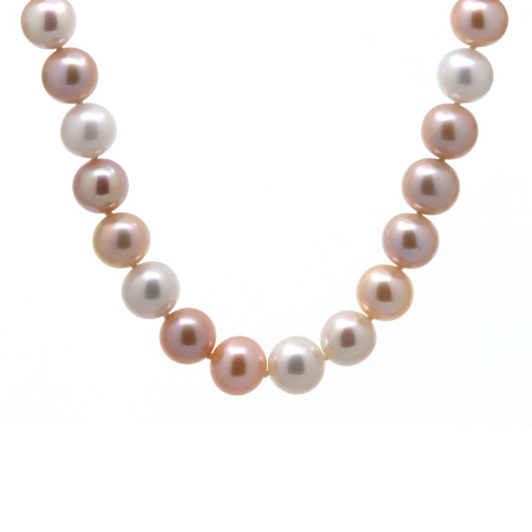 14K Yellow and Rose Gold Multicolor Pearl Necklace