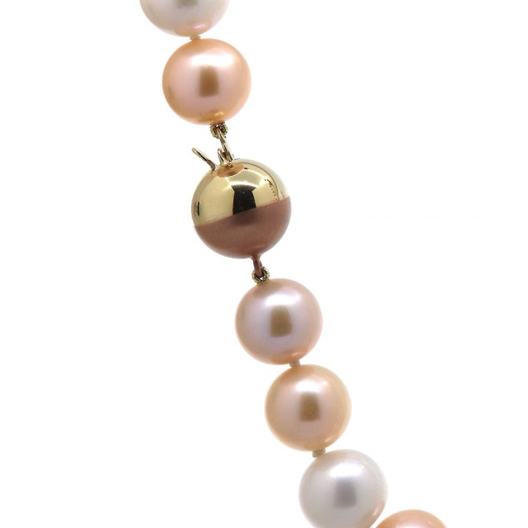 14K Yellow and Rose Gold Multicolor Pearl Necklace