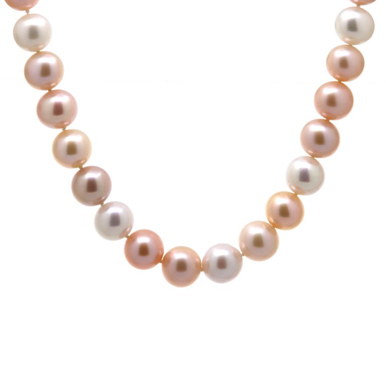 14K Yellow and Rose Gold Multicolored Freshwater Pearl Necklace