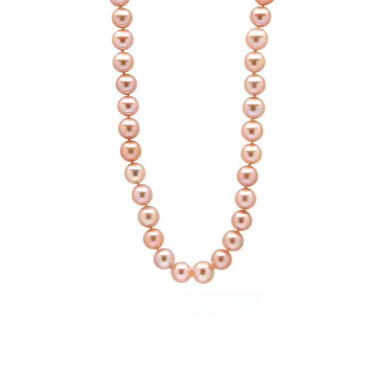 14K Yellow Gold Peach Pearl Necklace