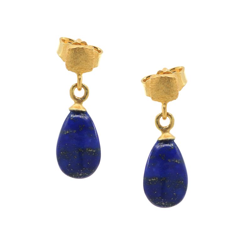 Gold Plated Sterling Silver Lapis Earrings