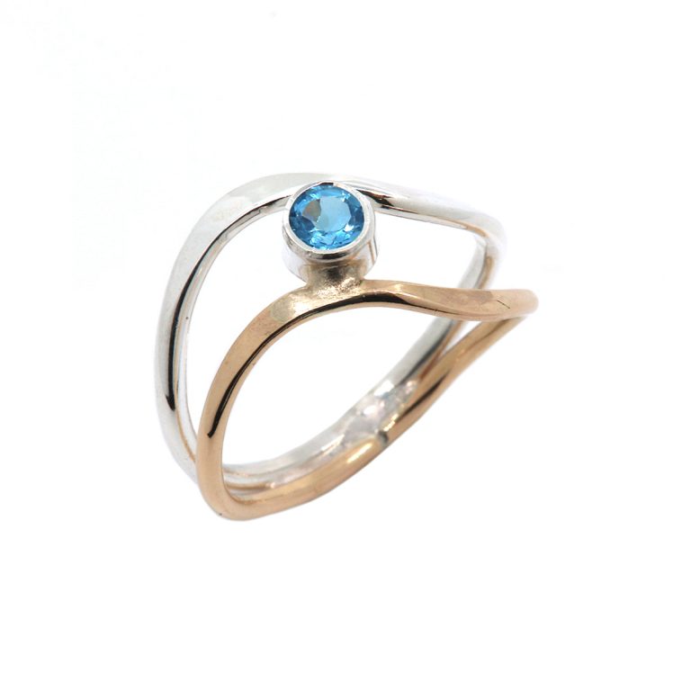 Sterling Silver Gold Filled Blue Topaz Ring
