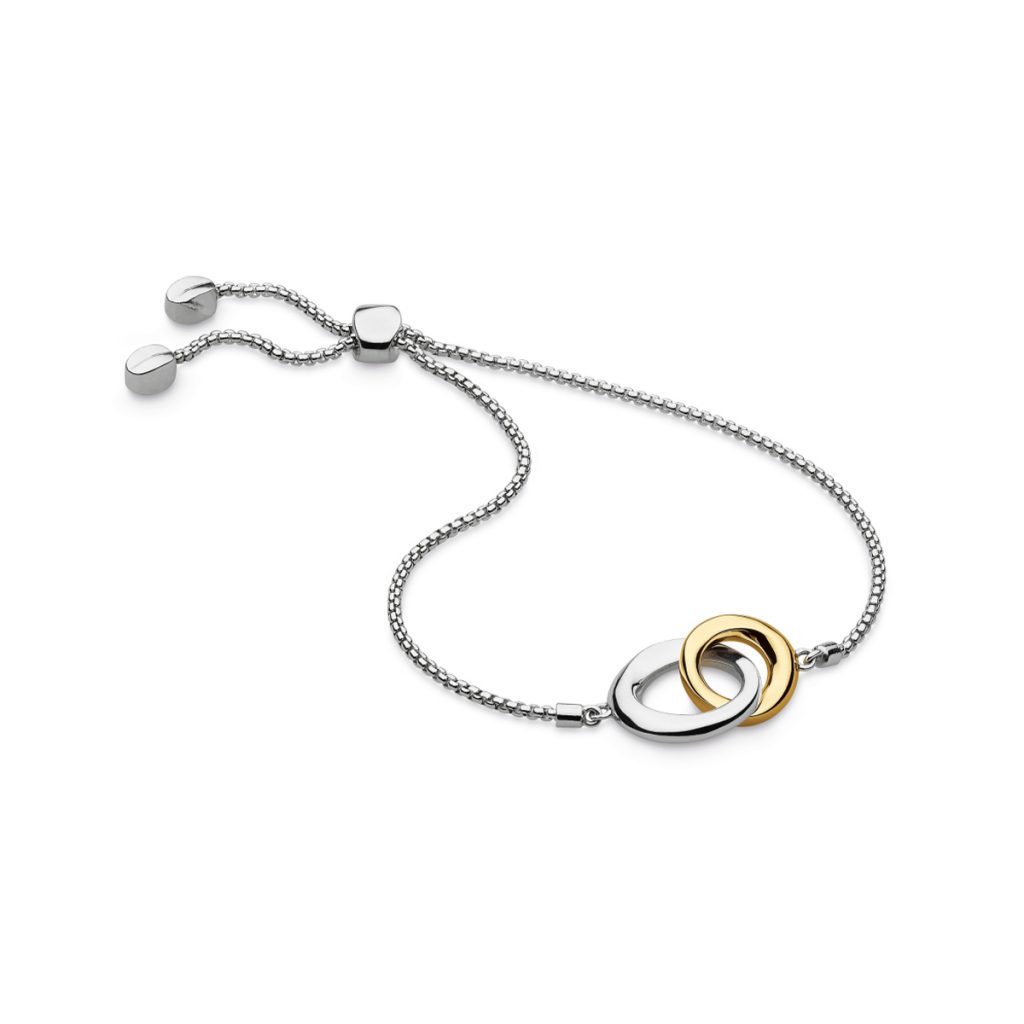 Sterling Silver and Yellow Gold Plated Interlocking Loop Bracelet