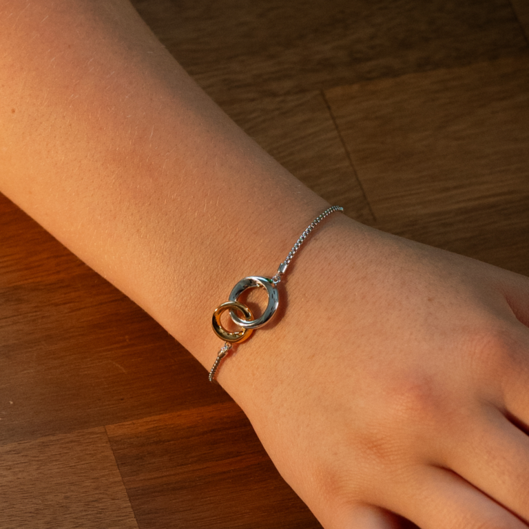Sterling Silver and Yellow Gold Plated Bevel Cirque Link Bracelet