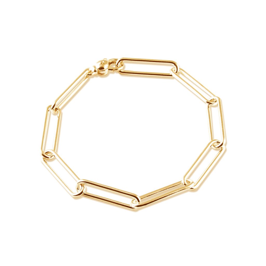 Yellow Gold Plated Vermeil Paperclip Link Bracelet