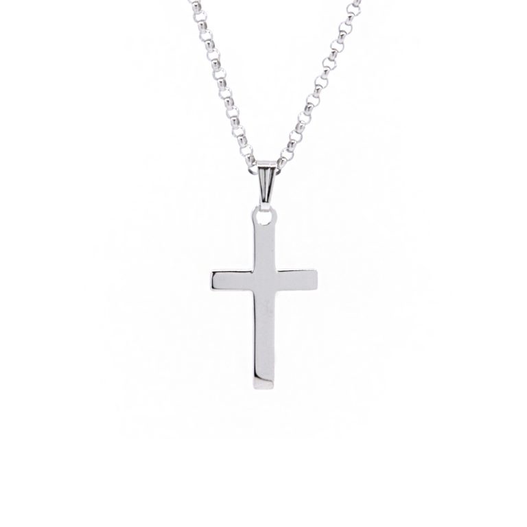 Sterling Silver Polo Cross Pendant with Rolo Chain
