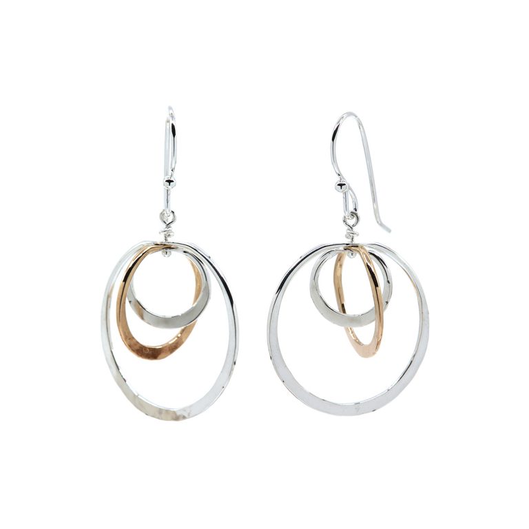 Sterling Silver and Gold Filled 3-Circle Earrings