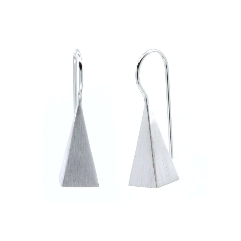 Sterling Silver Pyramid Matte Finish Earrings