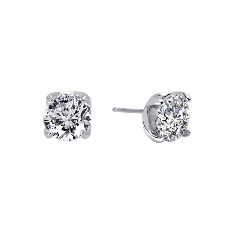 Sterling Silver Cubic Zirconia Four-Prong Stud Earrings