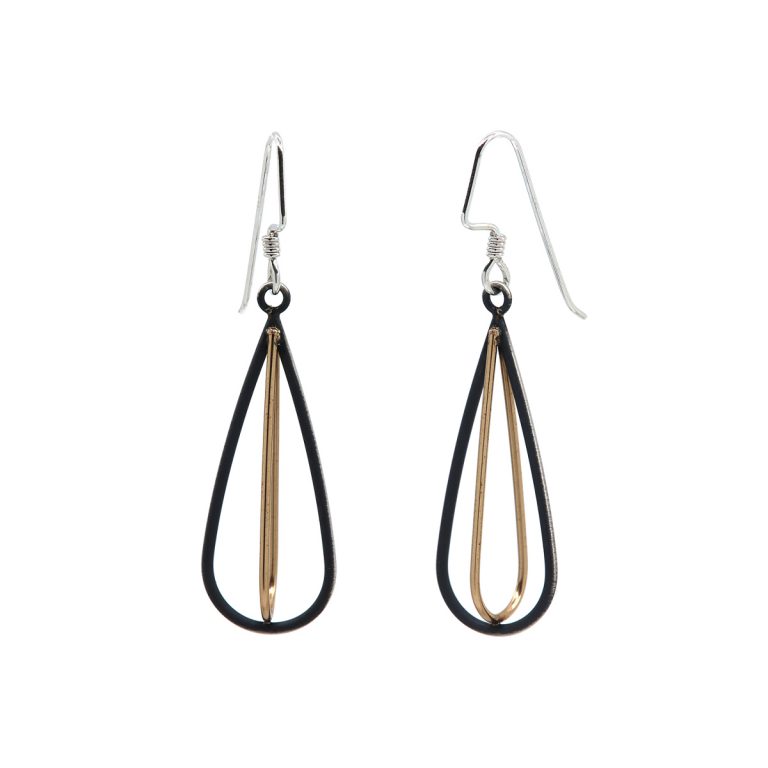 Sterling Silver Two-Tone Open Teardrop Earrings