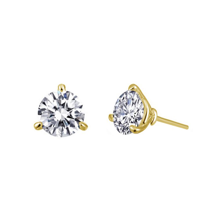 Gold Plated Sterling Silver Cubic Zirconia Martini Stud Earrings