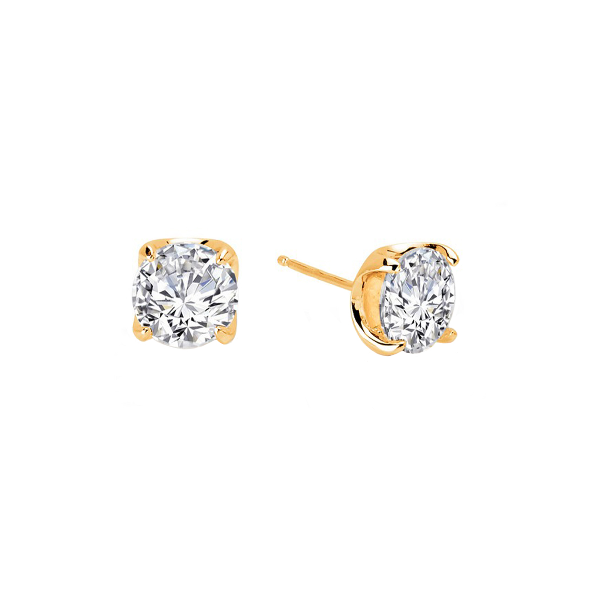 Diamonique 100-Facet Cttw Stud Earrings, 18K Gold Plated, 45% OFF