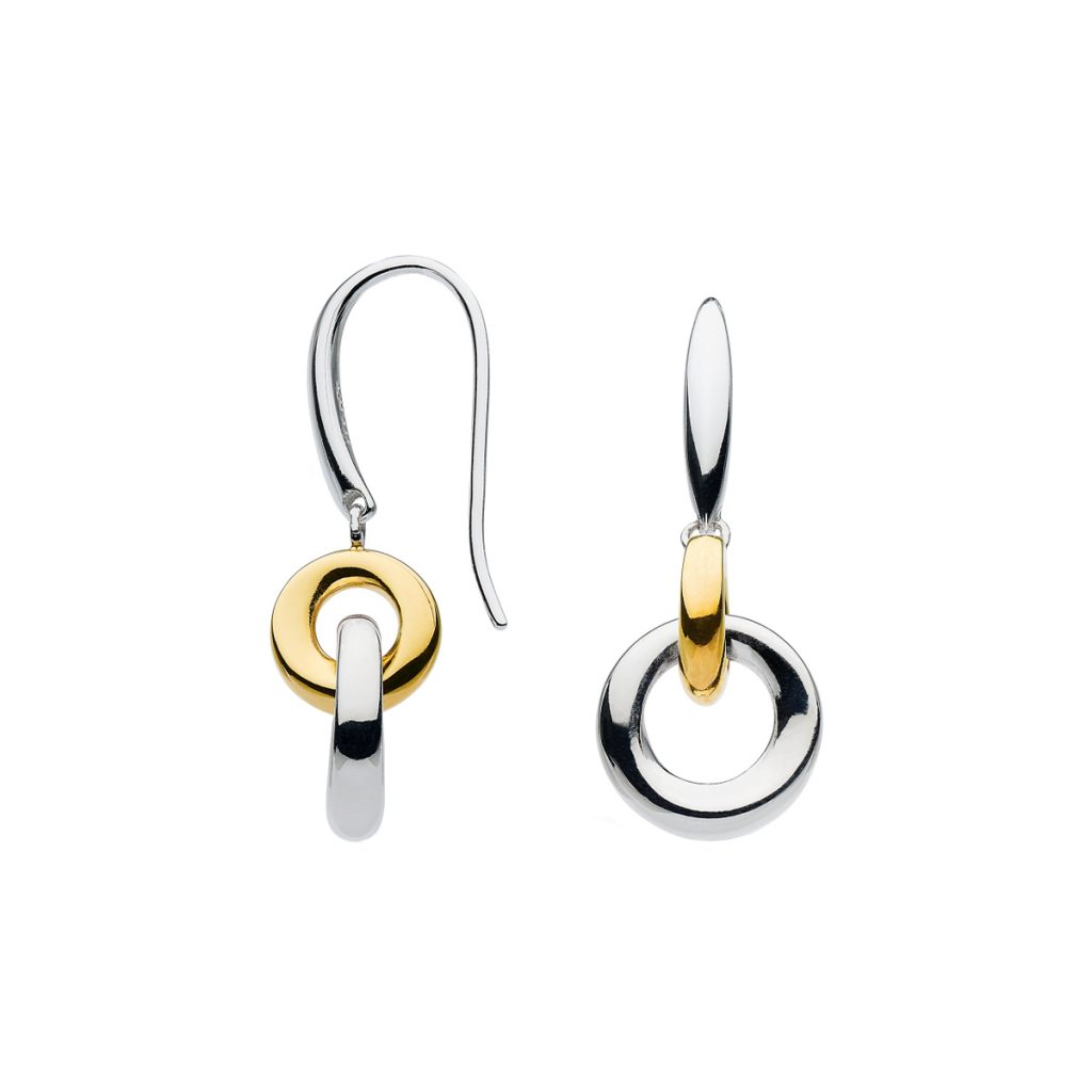 Sterling Silver and Yellow Gold Plated Bevel Cirque Drop Earrings