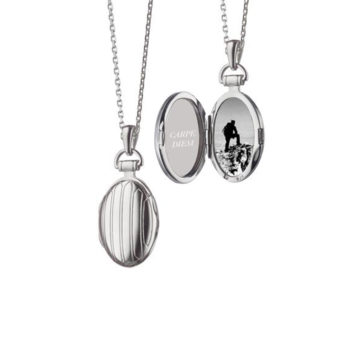 Sterling Silver Petite Engraved Locket with Chain