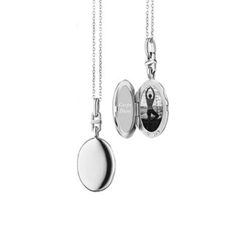 Sterling Silver Slim Oval “Eve” Locket with Chain