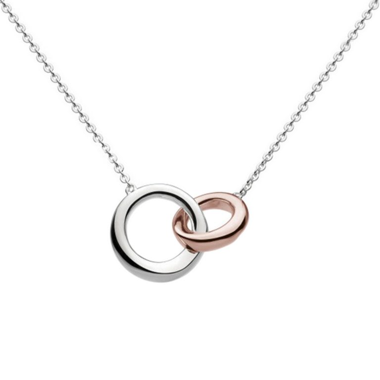 Two-Tone Double Circle Link Necklace