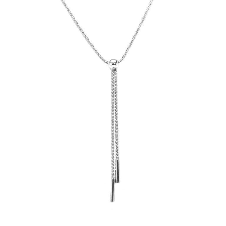 Sterling Silver Mesh Lariat Drop Necklace