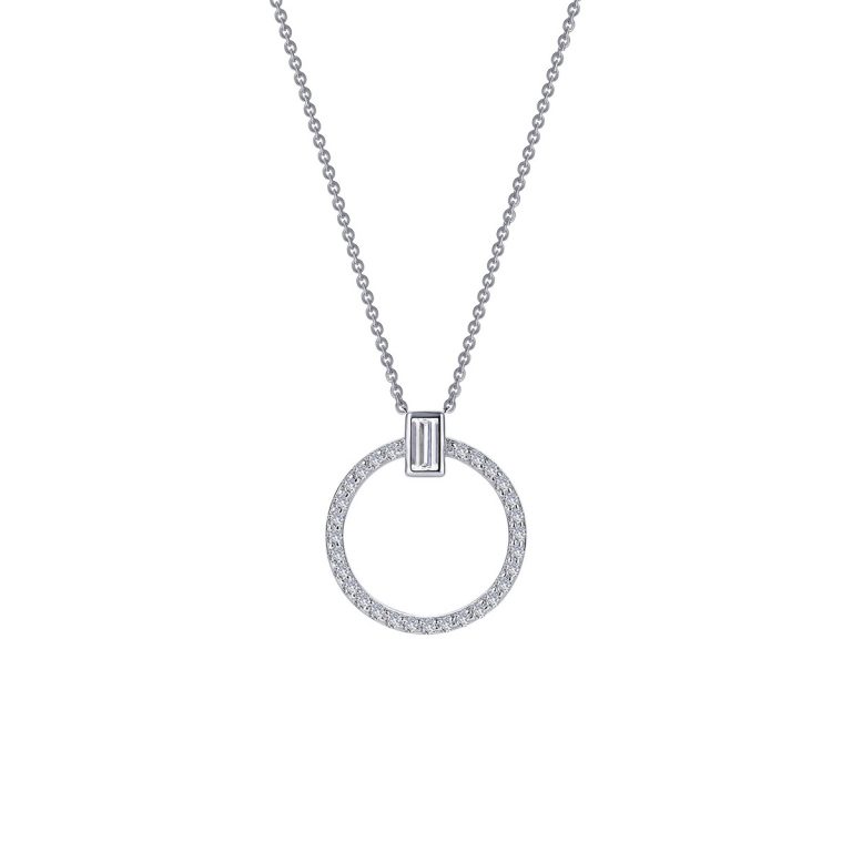 Sterling Silver Cubic Zirconia Open Circle Necklace
