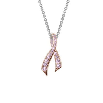Sterling Silver Pink Ribbon Pendant with Chain
