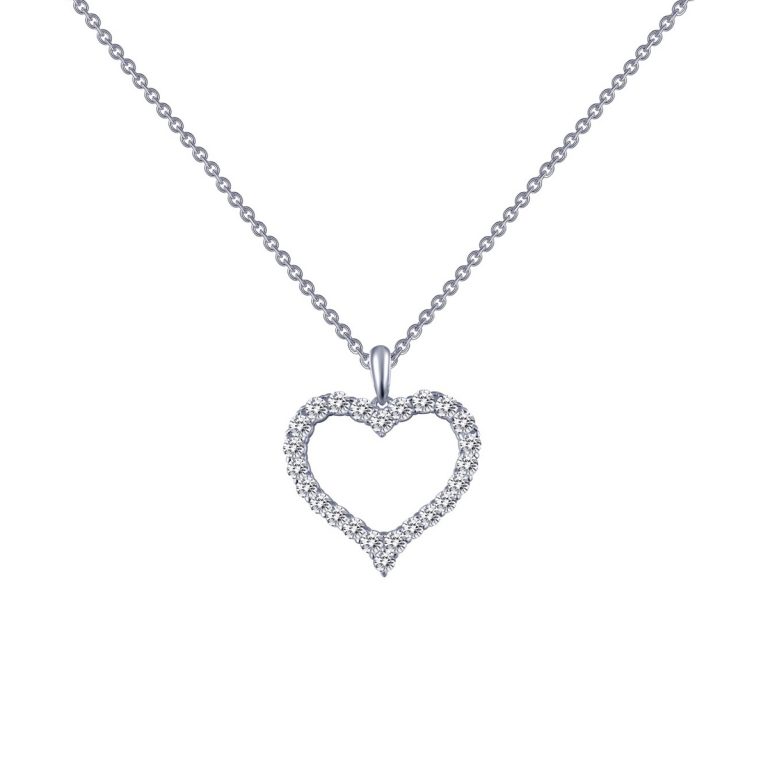 Sterling Silver Cubic Zirconia Heart Pendant with Chain