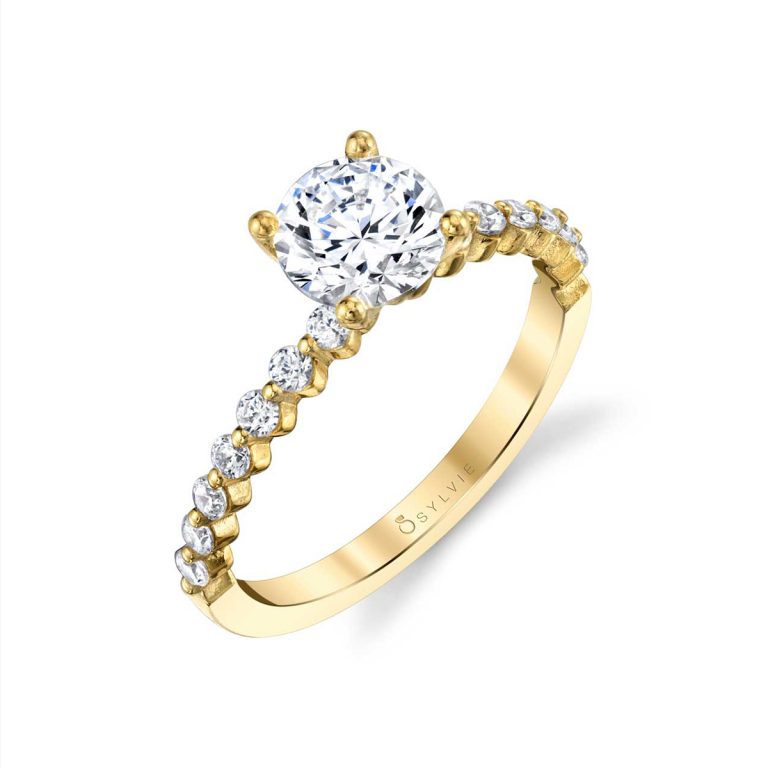 14K Yellow Gold 'Athena' Engagement Ring Semi-Mounting